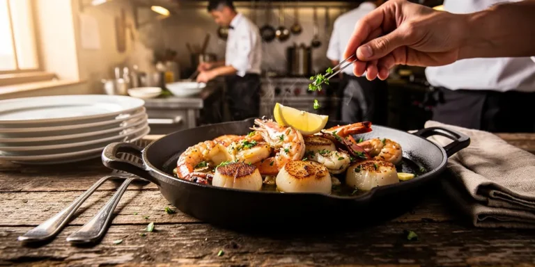 saint jacques et crevettes ail et persil